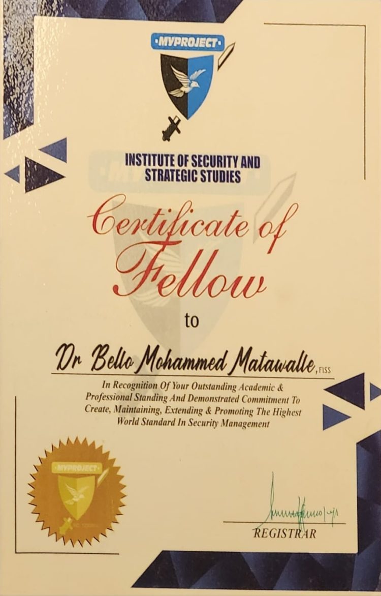 Matawalle, Awarded Fellowship At Institute of Security and Strategic Studies